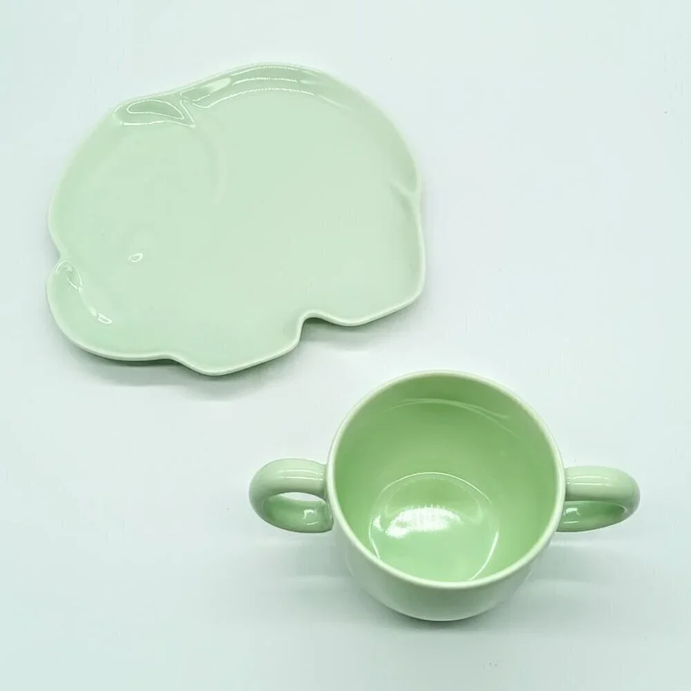 Tiffany Tots Mint Green Porcelain Cup & Elephant Snack Plate